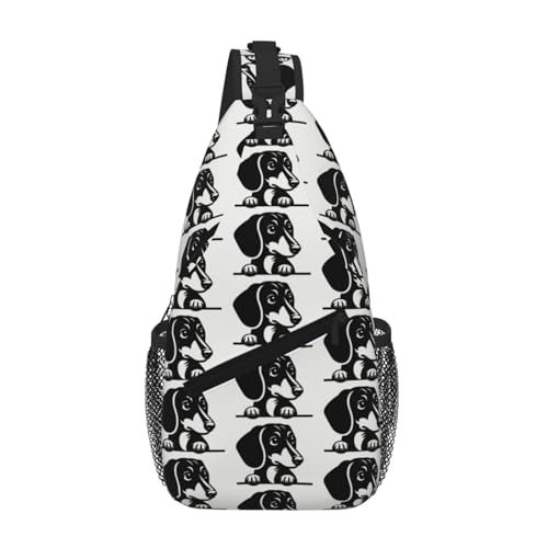 SMAZDFXX Süße Umhängetasche für Herren mit Dackelmotiv, leichte Handy-Geldbörse, Schlüsseltasche, Brusttaschen für Reisen, Fitness und Pendeln SMAZDFXX Süße Umhängetasche für Herren mit Dackelmotiv, leichte Handy-Geldbörse, Schlüsseltasche, Brusttaschen für Reisen, Fitness und Pendeln von SMAZDFXX