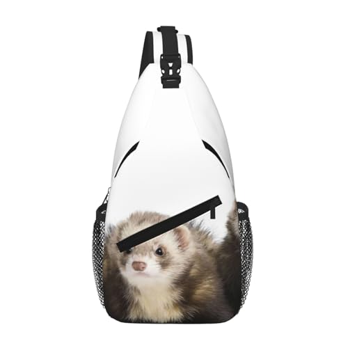 SMAZDFXX Süße Umhängetasche für Herren mit Frettchen-Motiv, leichte Handy-Geldbörse, Schlüsseletui, Brusttasche für Reisen und Fitness SMAZDFXX Süße Umhängetasche für Herren mit Frettchen-Motiv, leichte Handy-Geldbörse, Schlüsseletui, Brusttasche für Reisen und Fitness von SMAZDFXX