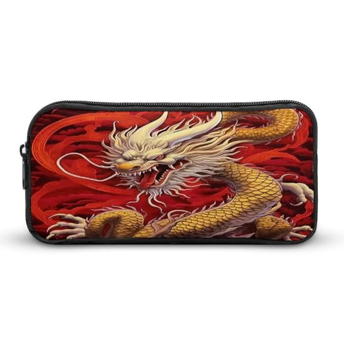 SMAZDFXX Traditioneller chinesischer Drache, tragbares Federmäppchen, kleine Stifttasche, Bleistifttasche, Make-up-Tasche, Box-Organizer von SMAZDFXX