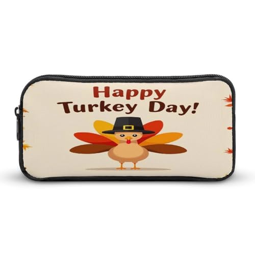 SMAZDFXX Tragbarer, süßer Aufbewahrungs-Organizer für Erwachsene mit Thanksgiving-Truthahnmotiv, Federmäppchen für die Uni, Federmäppchen mit robustem Reißverschluss von SMAZDFXX