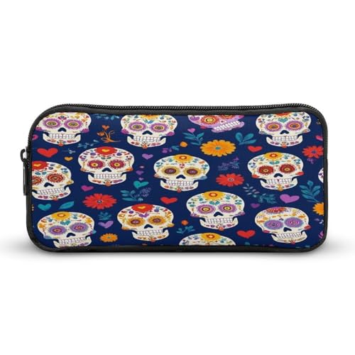 SMAZDFXX Tragbares Day Dead Cool Mexican Sugar Skull Federmäppchen, Stifttasche mit robustem Reißverschluss, Federmäppchen für Büro-Schreibwaren-Organizer von SMAZDFXX