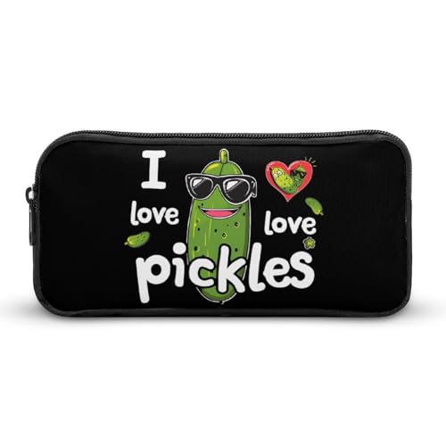 SMAZDFXX Tragbares Federmäppchen mit Aufschrift „I Love Pickles, kleine Stifttasche, Bleistifttasche, Make-up-Tasche, Box-Organizer von SMAZDFXX