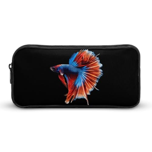 SMAZDFXX Tragbares Federmäppchen mit Betta-Fisch-Motiv, kleine Stifttasche, Bleistifttasche, Make-up-Tasche, Box-Organizer von SMAZDFXX
