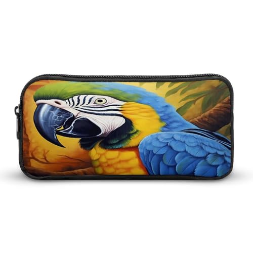 SMAZDFXX Tragbares Federmäppchen mit Buntem Papagei, kleine Stifttasche, Bleistifttasche, Make-up-Tasche, Box-Organizer von SMAZDFXX