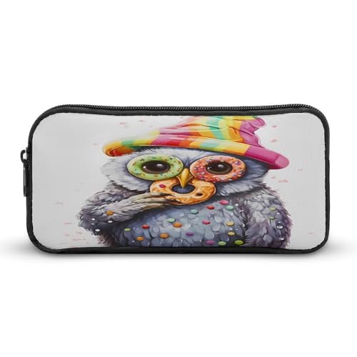 SMAZDFXX Tragbares Federmäppchen mit Eulen-Essen, kleine Stifttasche, Bleistifttasche, Make-up-Tasche, Box-Organizer von SMAZDFXX
