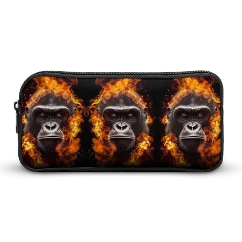 SMAZDFXX Tragbares Federmäppchen mit Feuer-Affen-Gesicht, kleine Stifttasche, Bleistifttasche, Make-up-Tasche, Box-Organizer von SMAZDFXX