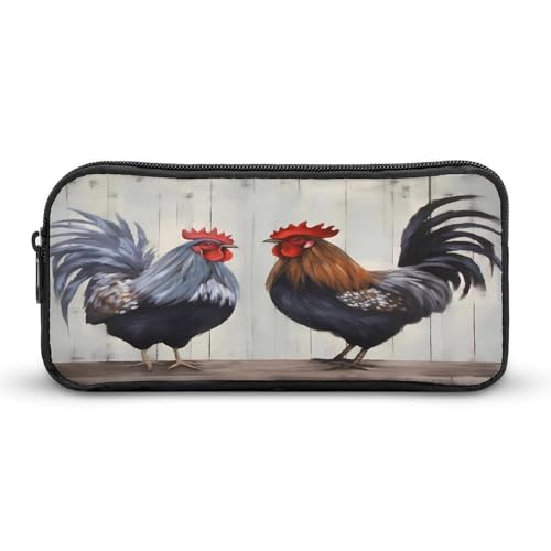 SMAZDFXX Tragbares Federmäppchen mit Hahnenholzdruck, kleine Stifttasche, Bleistifttasche, Make-up-Tasche, Box-Organizer von SMAZDFXX