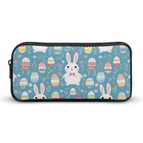 SMAZDFXX Tragbares Federmäppchen mit Hasen- und Ostereiermotiv, kleine Stifttasche, Bleistifttasche, Make-up-Tasche, Box-Organizer von SMAZDFXX