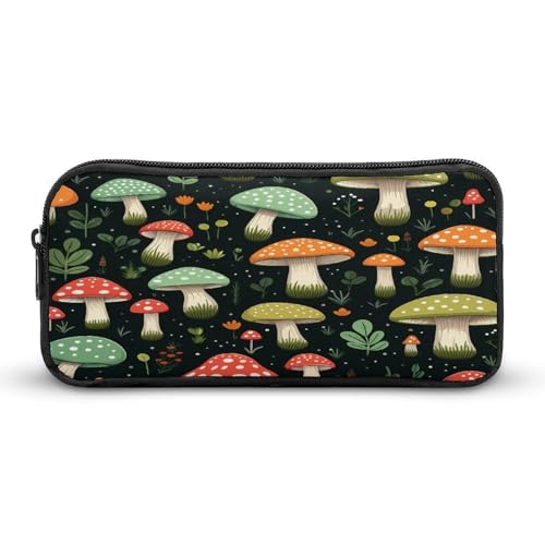 SMAZDFXX Tragbares Federmäppchen mit Pilzmotiv, kleine Stifttasche, Bleistifttasche, Make-up-Tasche, Box-Organizer von SMAZDFXX