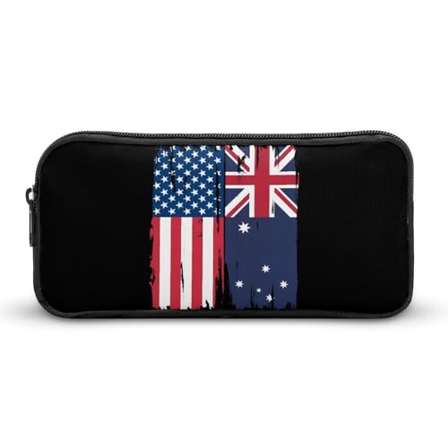 SMAZDFXX Tragbares Federmäppchen mit US-Australischer Flagge, kleine Stifttasche, Bleistifttasche, Make-up-Tasche, Box-Organizer von SMAZDFXX