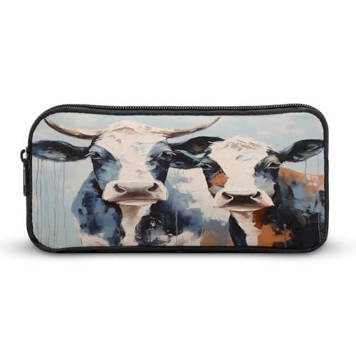 SMAZDFXX Tragbares Federmäppchen mit Zwei Kühen, kleine Stifttasche, Bleistifttasche, Make-up-Tasche, Box-Organizer von SMAZDFXX