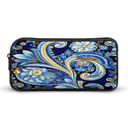 SMAZDFXX Tragbares Federmäppchen mit marokkanischem Paisleymuster, kleine Stifttasche, Bleistifttasche, Make-up-Tasche, Box-Organizer von SMAZDFXX