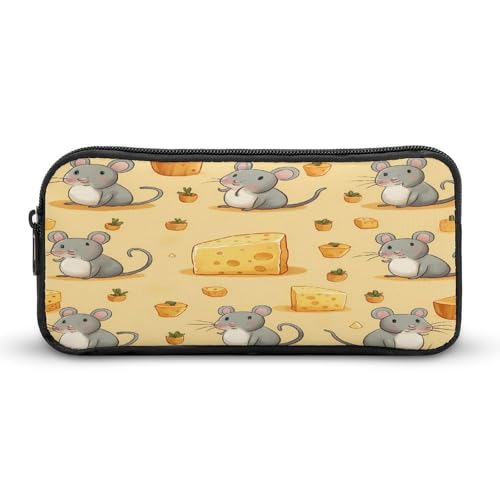 SMAZDFXX Tragbares Federmäppchen mit niedlichen Mäusen und Käse, kleine Stifttasche, Bleistifttasche, Make-up-Tasche, Box-Organizer von SMAZDFXX