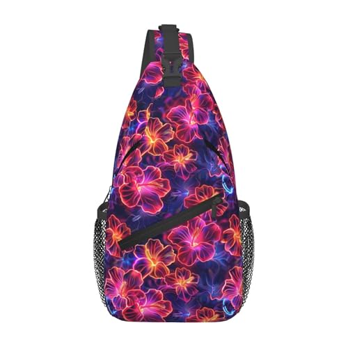 SMAZDFXX Tropische Hawaii-Neonblumen-Umhängetaschen für Damen und Herren, Schultertasche, Reise-Brust-Rucksack, Freizeit, Sport, Laufen im Freien, Wandern SMAZDFXX Tropische Hawaii-Neonblumen-Umhängetaschen für Damen und Herren, Schultertasche, Reise-Brust-Rucksack, Freizeit, Sport, Laufen im Freien, Wandern von SMAZDFXX