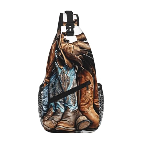 SMAZDFXX Umhängetasche mit Cowboy- und Westernstiefel-Print, diagonal, robust und bequem für Reisen und den täglichen Gebrauch. von SMAZDFXX