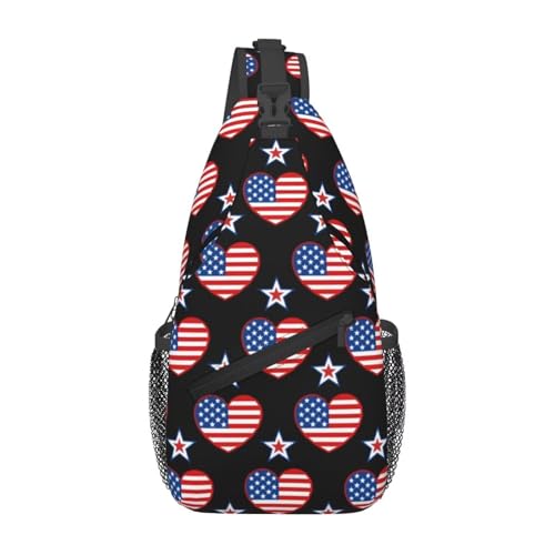 SMAZDFXX Umhängetasche mit amerikanischer Flagge zum Unabhängigkeitstag, Umhängetasche mit USA-Flagge, Brusttasche, Reise-, Wander- und Sport-Tagesrucksack SMAZDFXX Umhängetasche mit amerikanischer Flagge zum Unabhängigkeitstag, Umhängetasche mit USA-Flagge, Brusttasche, Reise-, Wander- und Sport-Tagesrucksack von SMAZDFXX