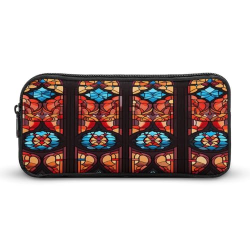 SMAZDFXX Vintage Kirchenglas Tragbares Federmäppchen Kleine Stifttasche Bleistifttasche Make-up-Tasche Box Organizer von SMAZDFXX