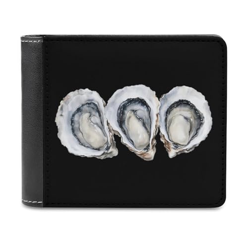 SMAZDFXX Watercolor Oysters Schlanke Herren-Geldbörse aus PU-Leder mit 6 Kartenfächern und Geldklammer von SMAZDFXX