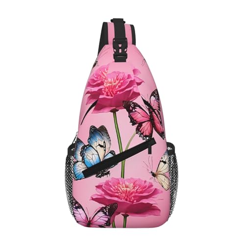 SMAZDFXX Wunderschöne, diagonale Umhängetasche mit Schmetterlingsdruck. Robust und bequem für Reisen und den täglichen Gebrauch. von SMAZDFXX