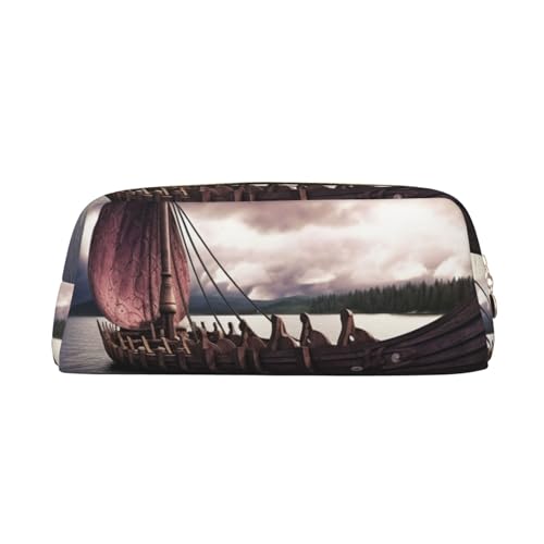 Vikings Boat Make-up-Tasche für Damen und Herren, Federmäppchen, Reise-Kosmetiktasche, kleine Kulturtasche mit Reißverschluss, ästhetische Stifttaschen, trendige Aufbewahrungstaschen, Leder-Münzbeutel Vikings Boat Make-up-Tasche für Damen und Herren, Federmäppchen, Reise-Kosmetiktasche, kleine Kulturtasche mit Reißverschluss, ästhetische Stifttaschen, trendige Aufbewahrungstaschen, Leder-Münzbeutel von SMAZDFXX