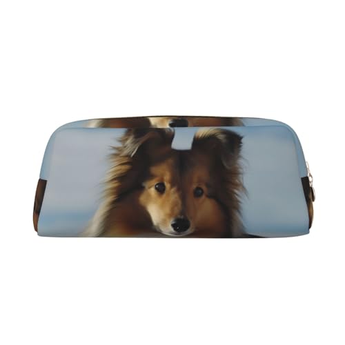 süße Shetland-Hund-Make-up-Tasche für Damen und Herren, Federmäppchen, Reise-Kosmetiktasche, Kulturbeutel mit Reißverschluss, ästhetische Stifttaschen, trendige Aufbewahrungstaschen, Leder-Münzbeutel süße Shetland-Hund-Make-up-Tasche für Damen und Herren, Federmäppchen, Reise-Kosmetiktasche, Kulturbeutel mit Reißverschluss, ästhetische Stifttaschen, trendige Aufbewahrungstaschen, Leder-Münzbeutel von SMAZDFXX