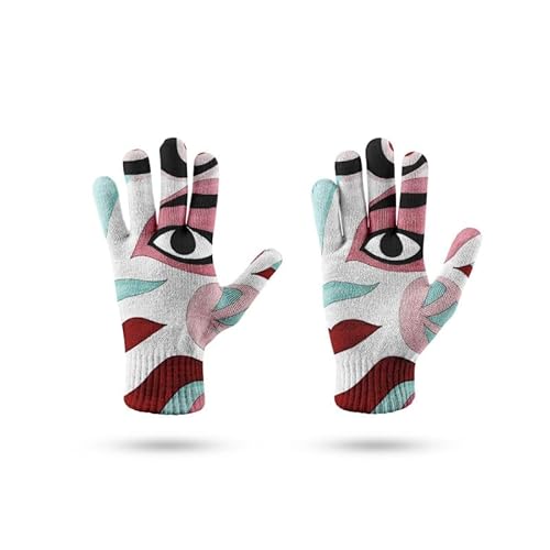 Outdoor-Sporthandschuhe Für Erwachsene – Modische, Farbenfrohe Pflanzen-Blumenmuster-Handschuhe Für Den Winter, Elastisch, Für Alle Finger, Warme Touchscreen-Handschuhe Für Drinnen Und Drauße von SMBHIAON
