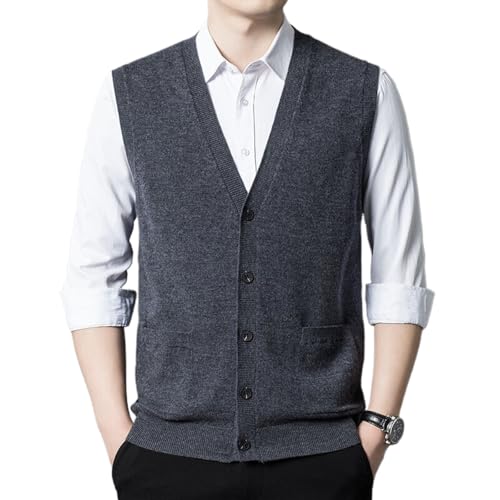 Pullunder Für Herren Strickwesten - Einfarbig V-Ausschnitt Einreihig Pullunder Strickweste,Slim Mit Tasche Classic Business Gentleman Strickwaren Strick Weste Herbst Winter Pullunder ,Medium Gray, Pullunder Für Herren Strickwesten - Einfarbig V-Ausschnitt Einreihig Pullunder Strickweste,Slim Mit Tasche Classic Business Gentleman Strickwaren Strick Weste Herbst Winter Pullunder ,Medium Gray, von SMBHIAON