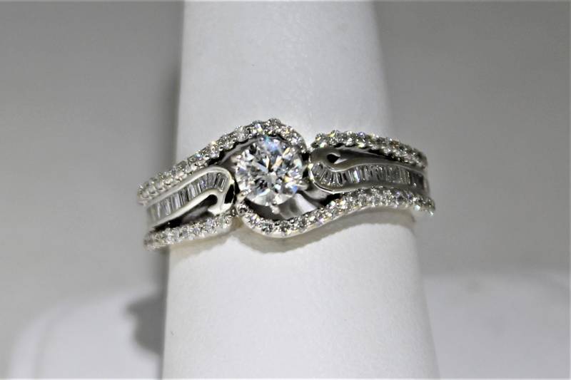 Diamant 14 Karat Weißgold Freiform Ring von SMBJewelry