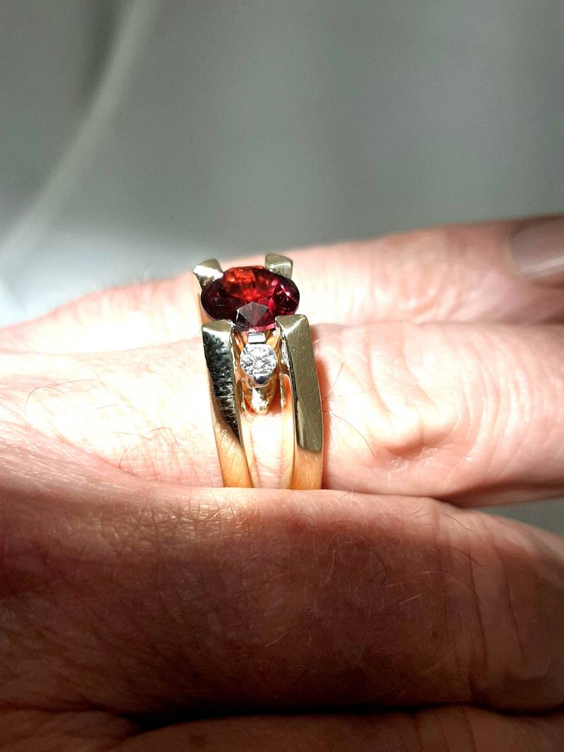 Eddie Sakamoto 18K Rhodalite Granat Diamant Ring von SMBJewelry