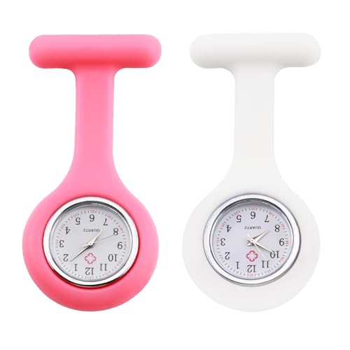 SMCEHEYA Krankenschwesteruhr Brosche, Silikon Krankenschwester Fob Uhr, Krankenschwester Essential Fob Uhr, Gesundheitswesen Krankenschwester Arzt Sanitäter Medizinische Brosche Fob Uhr - Silikon mit von SMCEHEYA