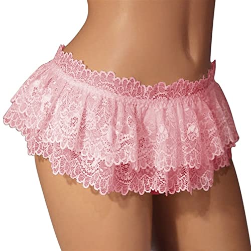 SMDSAZ Sissy Lace Panties Herren Rüschen Höschen Tangas Minirock Tangas Gay Dessous, Pink, Einheitsgröße von Eeghurt