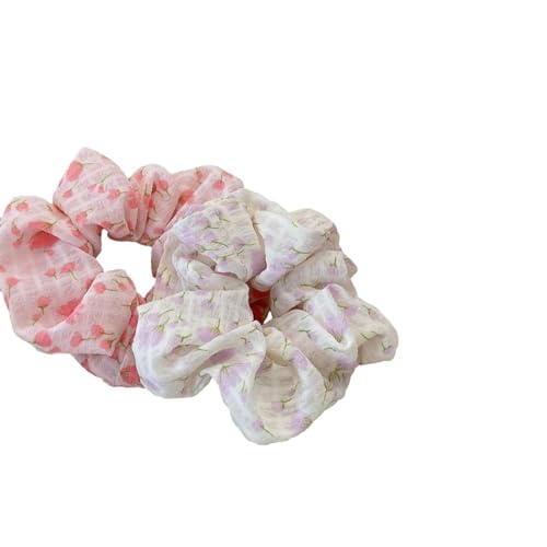 Damen Stirnband 2Pcs Dickdarm Haar Ring Frühling Neue Ball Haar Seil Haar Zubehör Frauen Herz Seil Floral Haar Krawatte von SMED