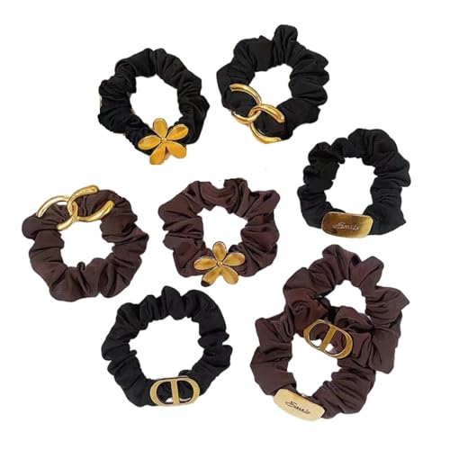 Damen Stirnband 8Pcs Metall Haar Ring Dickdarm Ring Kopf Seil Haar Gummiband Haar Seil von SMED