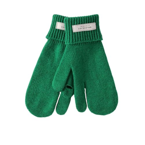 Damen-Wollhandschuhe Wolle und Samt verdickt winddicht Fingerleckage Touchscreen warme Strickhandschuhe grün Einheitsgröße von SMED