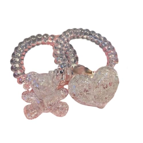 Haargummi Scrunchie2Pcs Ice Cracked Bear Telefon Ring Elastische Pferdeschwanz Haargummi Haargummi Damen Haargummi Haarschmuck von SMED