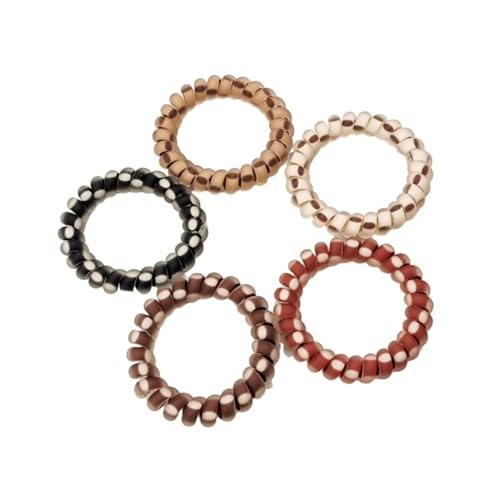 Haarseil5Pcs Matte Kaffee Farbe Telefonkabel Haar Ring Für Frauen Elastische Haar Bindung Gummiband Stirnband Punkte von SMED