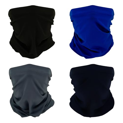 SMEHCF 4 Kühlende Halsgamaschen Mehrzweck Bandanas für Damen Herren Stirnband Sturmhaube Haartuch Gesichts Halb Maske Royalblau Marineblau Schwarz Dunkelgrau von SMEHCF