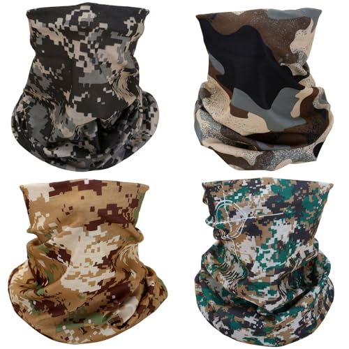 SMEHCF 4 Mehrzweck Bandanas für Damen Herren Stirnband Sturmhaube Haar Kopftuch Gesicht Halbmaske Halsmanschetten atmungsaktiv wiederverwendbar waschbar Grün Schwarz Weiß Digital Desert Camo von SMEHCF