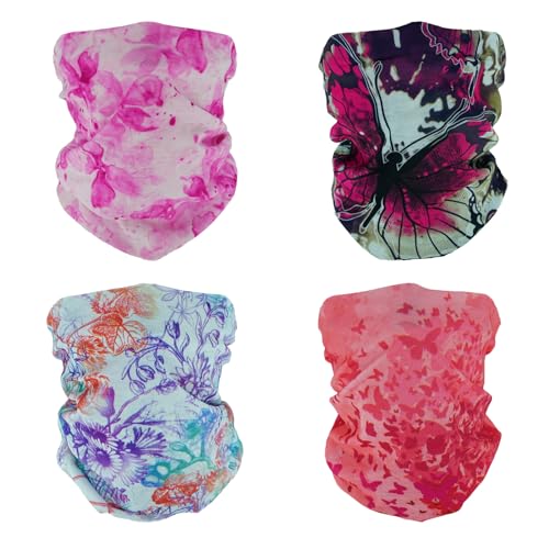 SMEHCF 4 Mehrzweck Bandanas für Damen Herren Stirnband Sturmhaube Haar Kopftuch Gesicht Halbmaske Halsmanschetten atmungsaktiv wiederverwendbar waschbar Schmetterling von SMEHCF