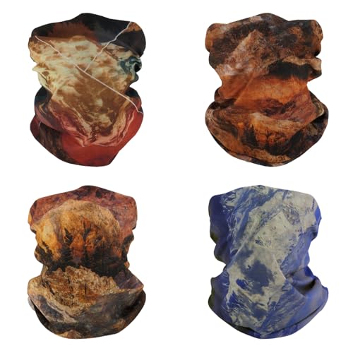 SMEHCF 4 Mehrzweck Bandanas für Damen Herren Stirnband Sturmhaube Haar Kopftuch Gesicht Halbmaske Halsmanschetten atmungsaktiv wiederverwendbar waschbar Schneeberg von SMEHCF