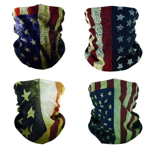 SMEHCF 4 Mehrzweck Bandanas für Damen Herren Stirnband Sturmhaube Haar Kopftuch Gesicht Halbmaske Halsmanschetten atmungsaktiv wiederverwendbar waschbar US Flagge SMEHCF 4 Mehrzweck Bandanas für Damen Herren Stirnband Sturmhaube Haar Kopftuch Gesicht Halbmaske Halsmanschetten atmungsaktiv wiederverwendbar waschbar US Flagge von SMEHCF