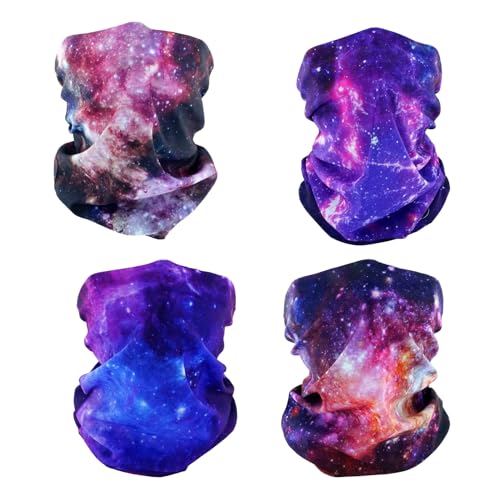 SMEHCF 4 Mehrzweck Bandanas für Damen Herren Stirnband Sturmhaube Haar Kopftuch Gesicht Halbmaske Halsmanschetten atmungsaktiv wiederverwendbar waschbar Universum Nebel Lila von SMEHCF