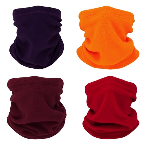 SMEHCF 4 Mehrzweck Halstuch Halswärmer Schal Gesichts-Halbmaske für Damen und Herren Skifahren Angeln Wandern Radfahren Motorradfahren Atmungsaktiv Winddicht Orange Leuchtendes Rot Weinrot Lila von SMEHCF