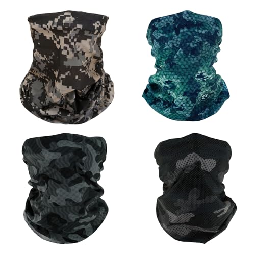 SMEHCF 4 Mehrzweck Kopftücher für Frauen Männer Stirnband Sturmhaube Haar Kopftuch Gesicht Halbe Airsoft Paintball Maske Halstücher Atmungsaktiv Wiederverwendbar Waschbar Schwarz Grau Digital Camo von SMEHCF