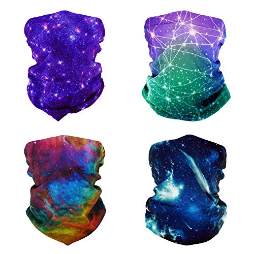 SMEHCF 4 Multifunktionstuch Gesichtsmaske Motorradmaske Sportmaske Sturmmaske Maske Halsmanschette Schal Bandana für Damen Herren Galaxis Star Milchstraße Universum Weltraum Meteor Konstellation von SMEHCF