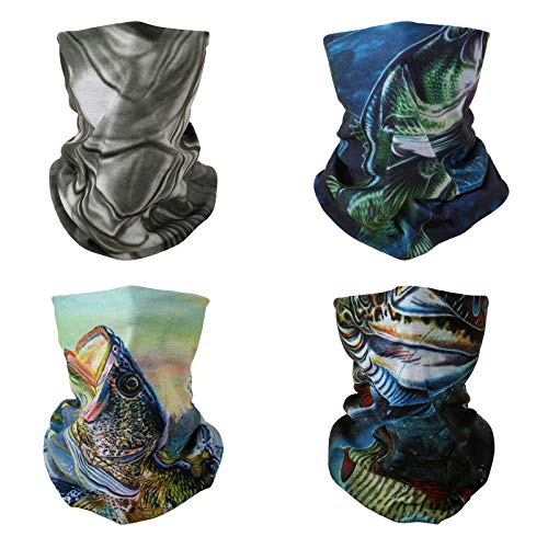 SMEHCF 4 Multifunktionstuch Gesichtsmaske Motorradmaske Sportmaske Sturmmaske Maske Halsmanschette Schal Bandana für Damen Herren Grey Lure Angeln Dogfish Forellenbarsch von SMEHCF