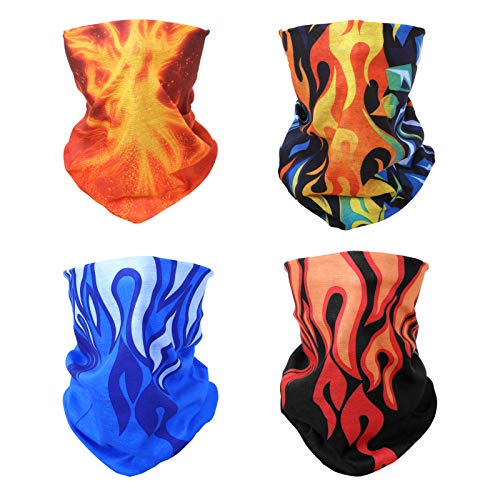 SMEHCF 4 Multifunktionstuch Gesichtsmaske Motorradmaske Sportmaske Sturmmaske Maske Halsmanschette Schal Bandana für Damen Herren Schwarz Gelb Blau Feuer Höllenflamme Flaming Phenix von SMEHCF