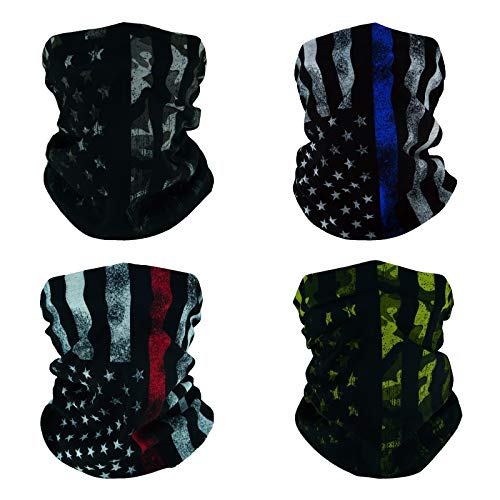 SMEHCF 4 Multifunktionstuch Gesichtsmaske Motorradmaske Sportmaske Sturmmaske Maske Halsmanschette Schal Bandana für Damen Herren Schwarz Weiß Camo Tarnung Camouflage US USA Amerikanische Star Flagge von SMEHCF