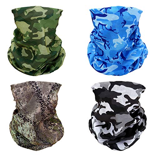 SMEHCF 4 Multifunktionstuch Gesichtsmaske Motorradmaske Sportmaske Sturmmaske Maske Halsmanschette Schal Bandana für Damen Herren Serpentin Schnee Sumpf Wald Ozean Camo Tarnung Camouflage von SMEHCF