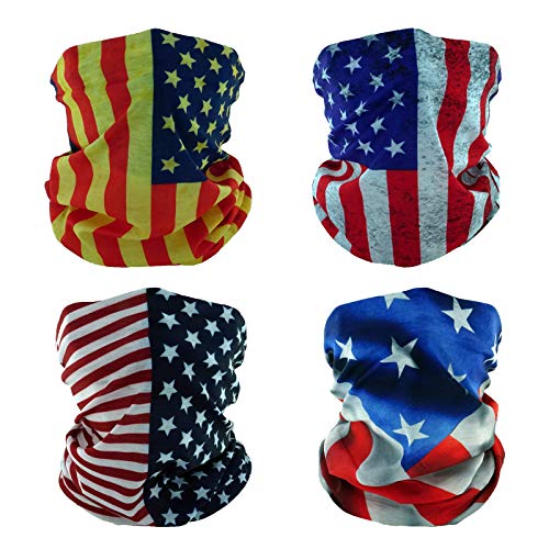 SMEHCF 4 Multifunktionstuch Gesichtsmaske Motorradmaske Sportmaske Sturmmaske Maske Halsmanschette Schal Bandana für Damen Herren US USA Amerikanische Star Flagge von SMEHCF